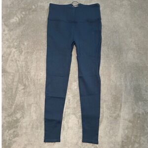 Fabletics High Waist Ribbed Lace Up Legging Women Small Short 24"‎ Ins Blue Gym